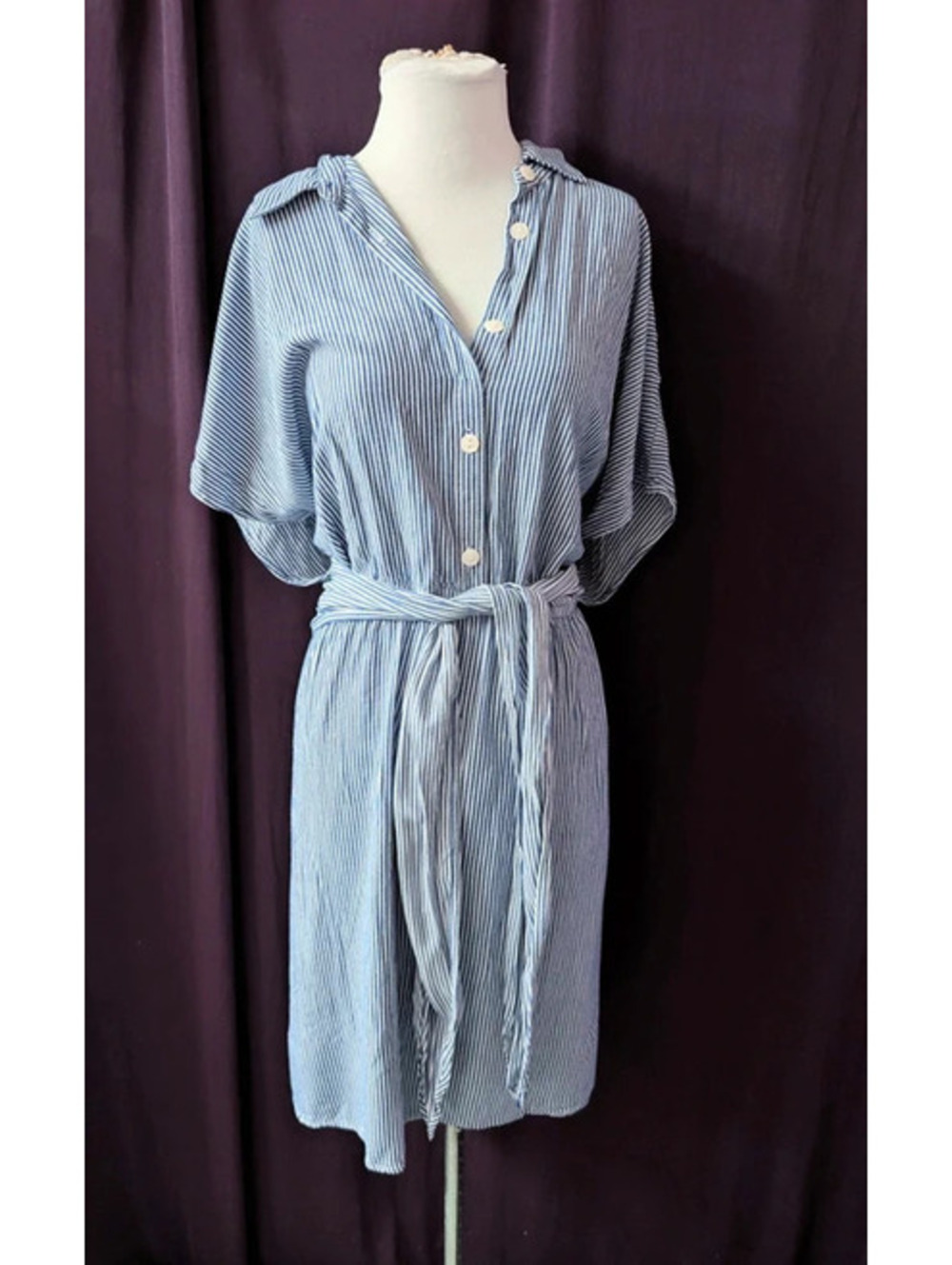 Lany Bryant Striped Rayon Shirt Dress 24 3X